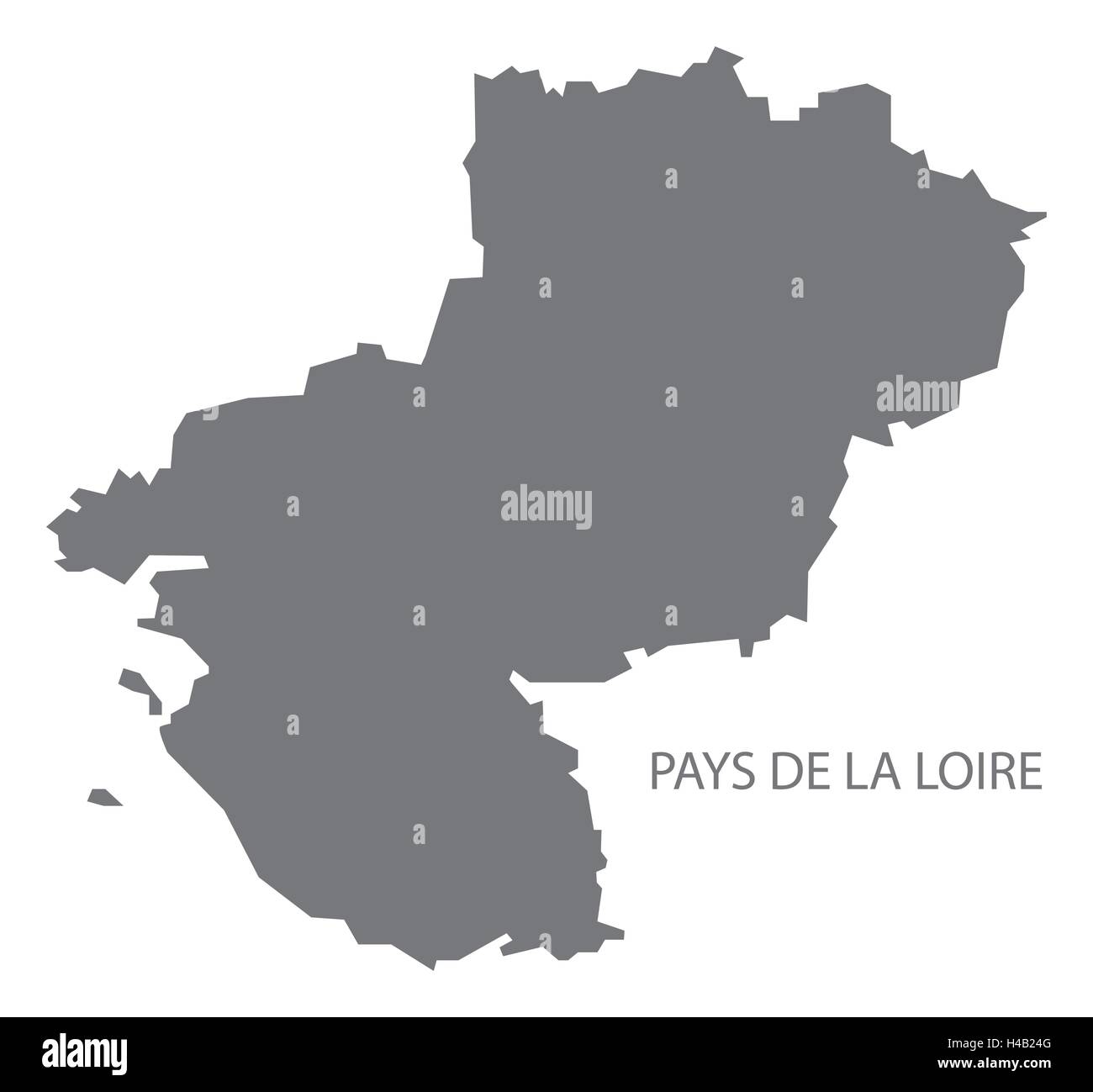 Pays de la Loire Francia Mappa grigio Illustrazione Vettoriale