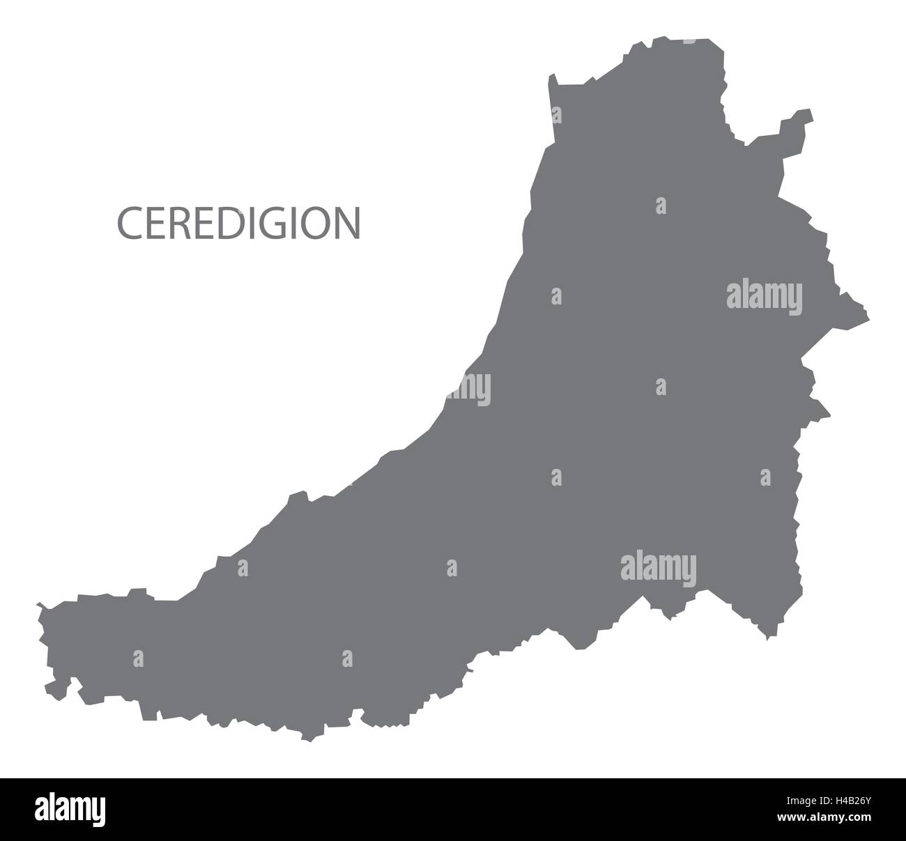 Ceredigion nel Galles Mappa grigio Illustrazione Vettoriale