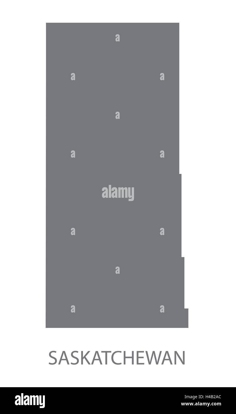 Saskatchewan Canada mappa in grigio Illustrazione Vettoriale