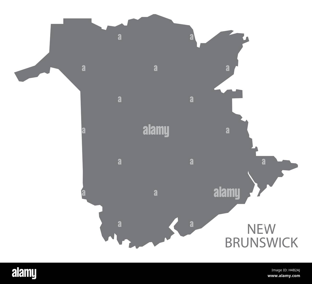 New Brunswick Canada mappa in grigio Illustrazione Vettoriale
