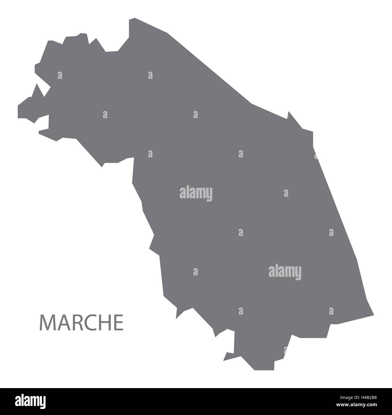Marche Italia mappa in grigio Illustrazione Vettoriale