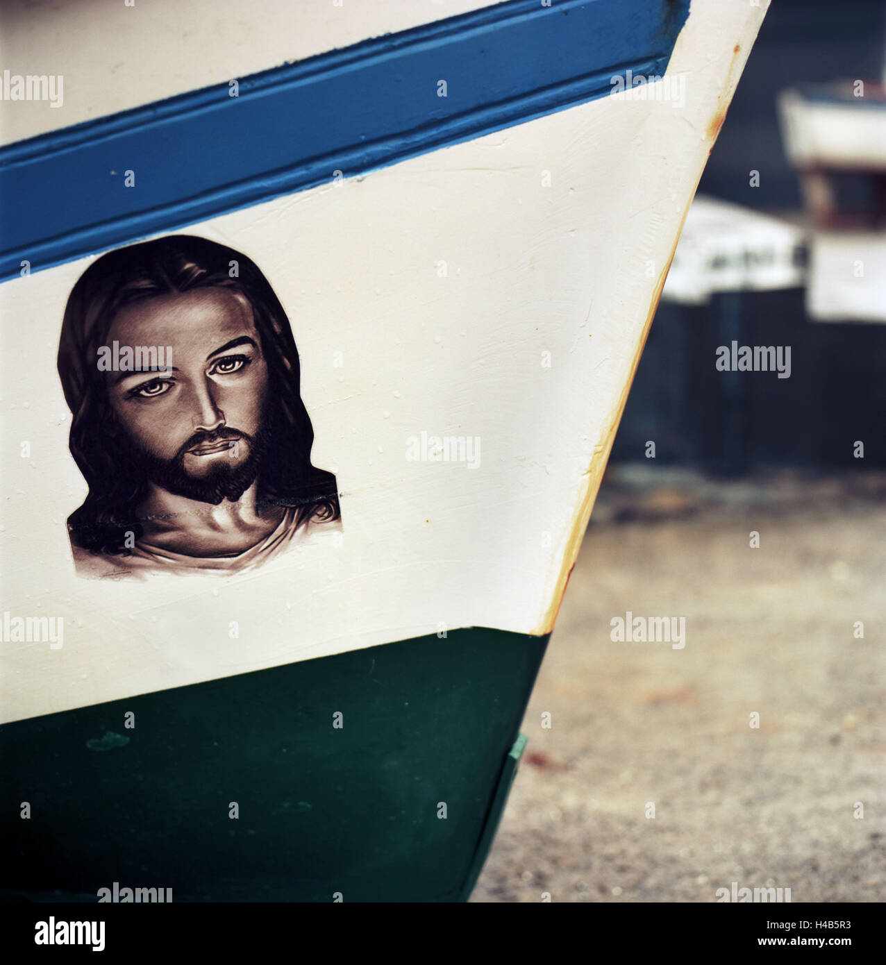 Barca da pesca, dipinto, Gesù, medium close-up, Foto Stock