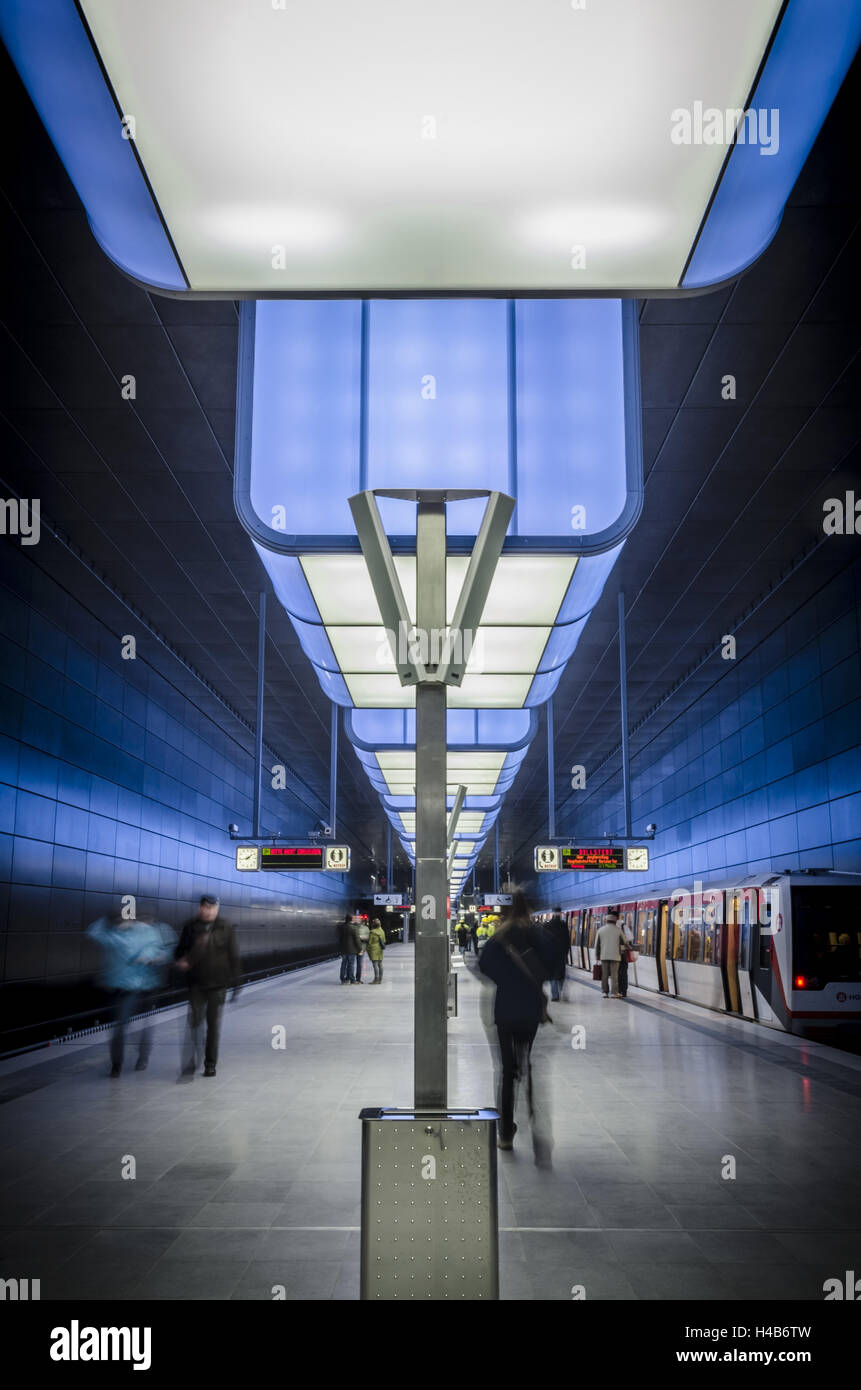 Germania, Amburgo, Hafencity, metropolitana U4, stop, Foto Stock