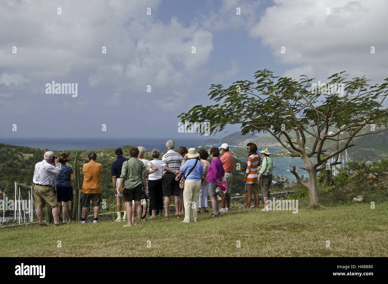 Antigua, Shirley Heights, gruppo turistico, Foto Stock