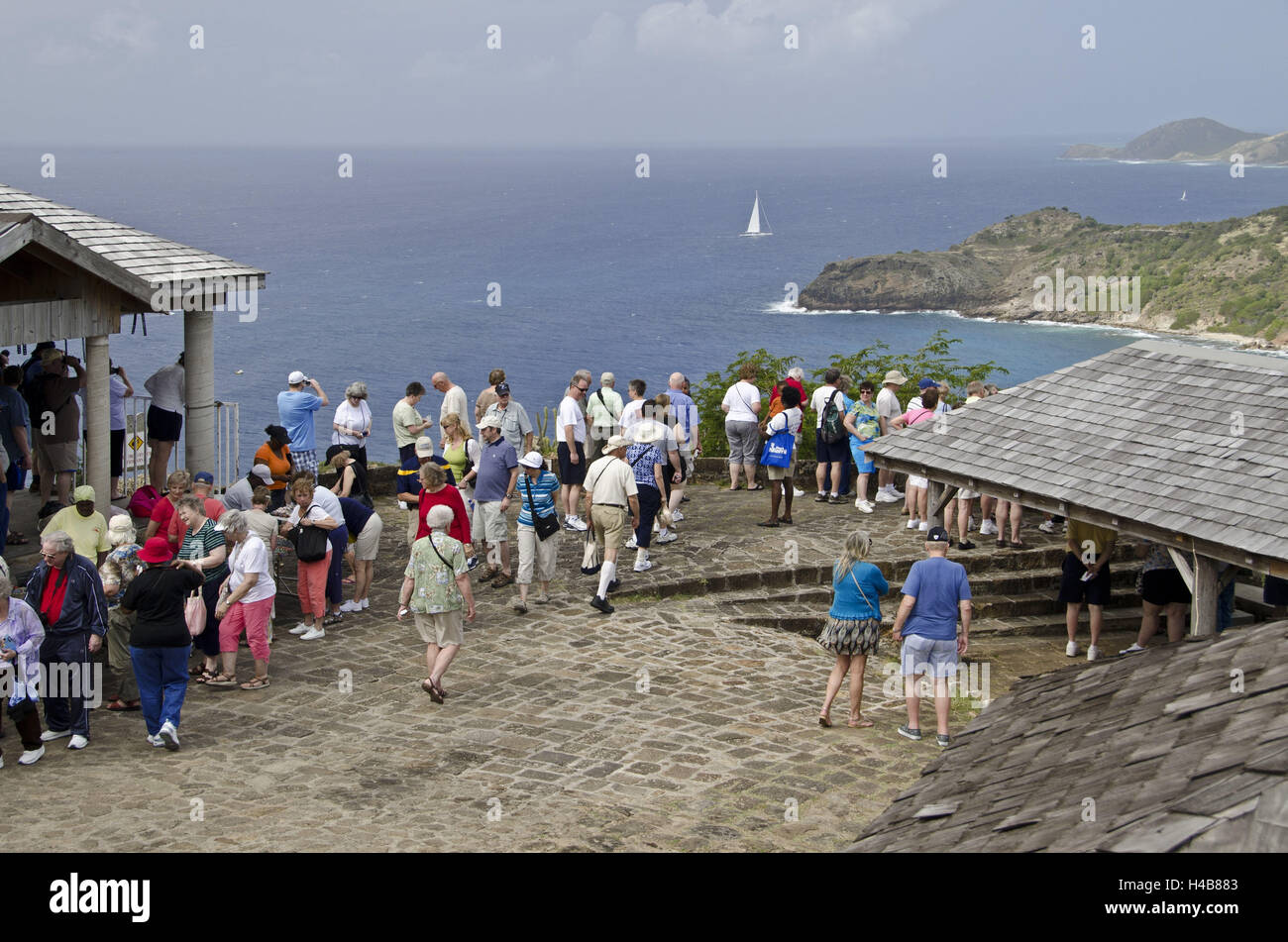 Antigua, Shirley Heights, gruppo turistico, Foto Stock