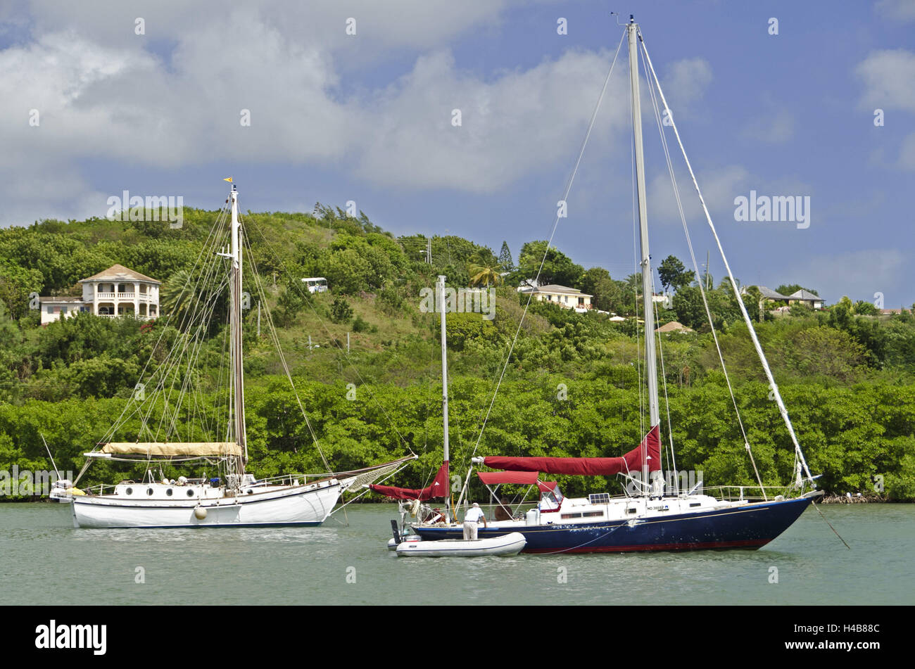 Antigua, Nelson's dock yard, barche a vela, Foto Stock