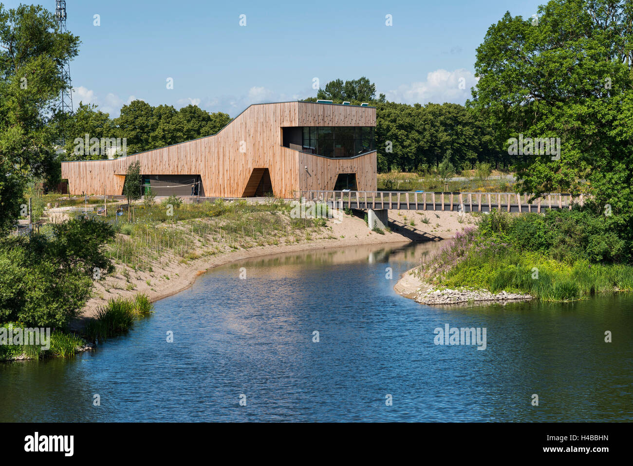 Casa dei fiumi, Natura 2000 centro informazioni, riabilitato Havel, Riserva della Biosfera dell'Elba centrale, città anseatica Havelberg Foto Stock