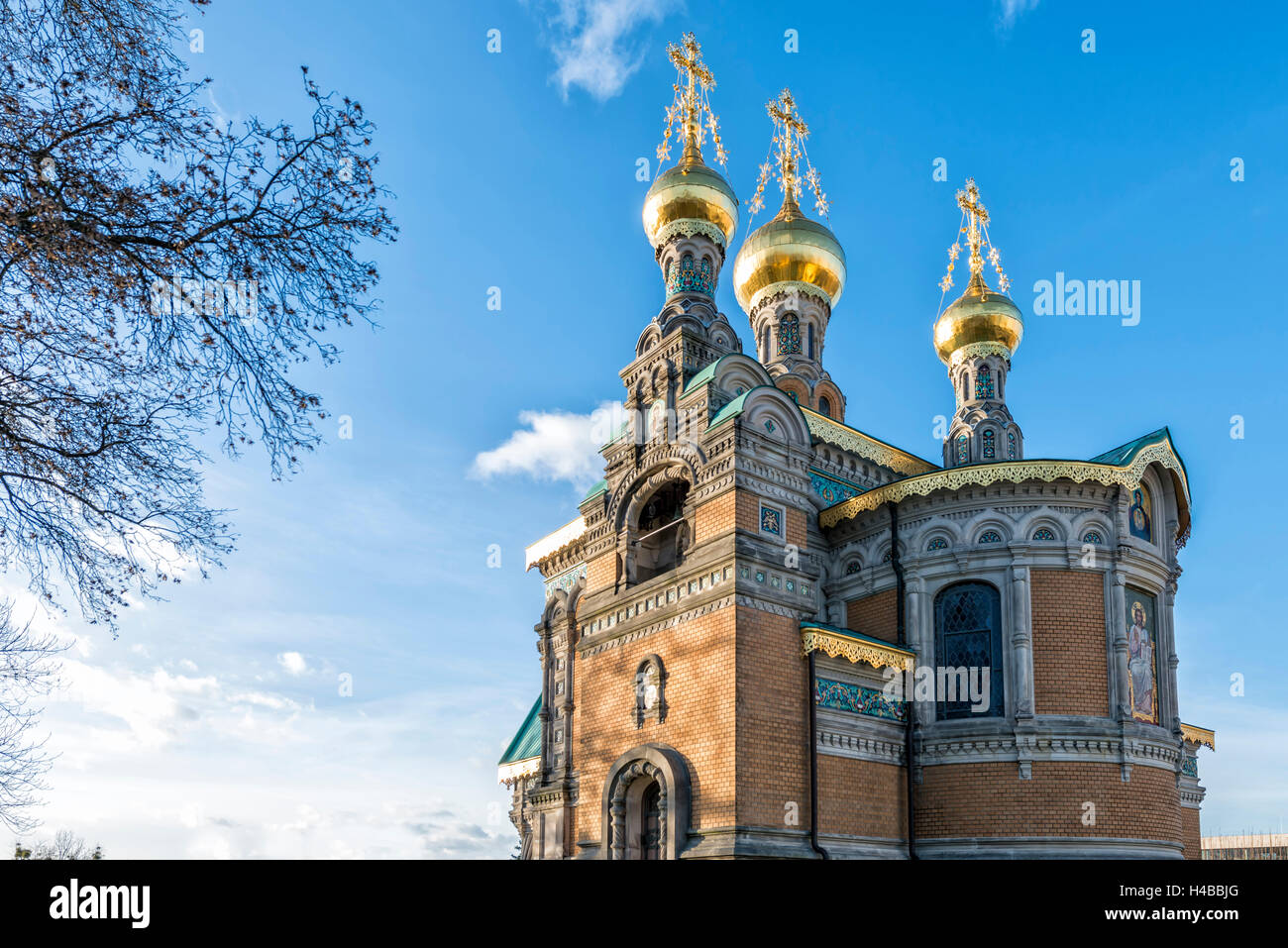 Germania, Hesse Darmstadt, Russo cappella ortodossa sulla Mathildenhöhe, Santa Maria Maddalena, architetto Leon N. Benois Foto Stock