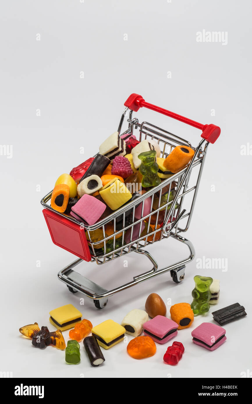 Carrello con Haribo Color-Rado miscela, Foto Stock