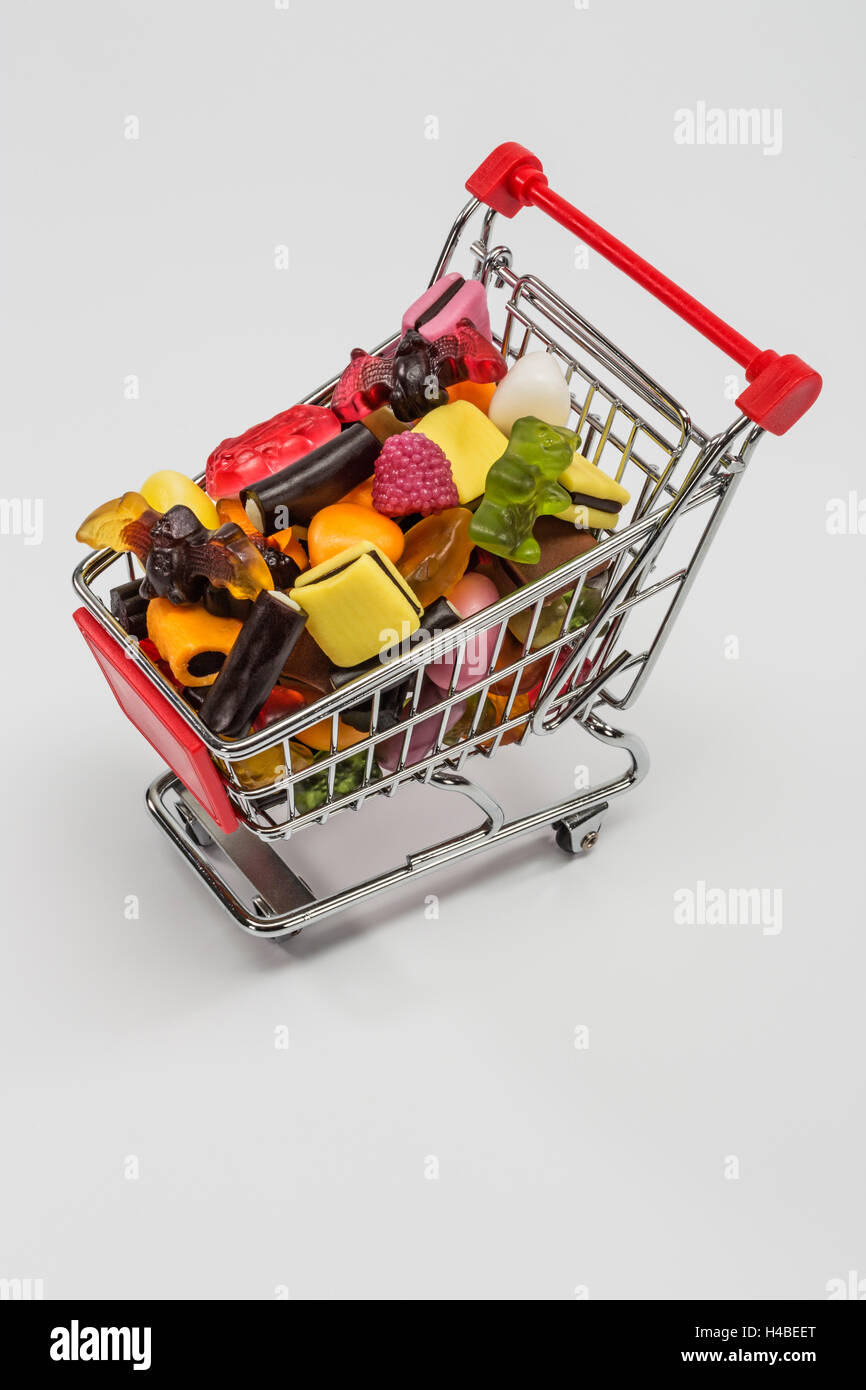 Carrello con Haribo Color-Rado miscela, dal di sopra, Foto Stock