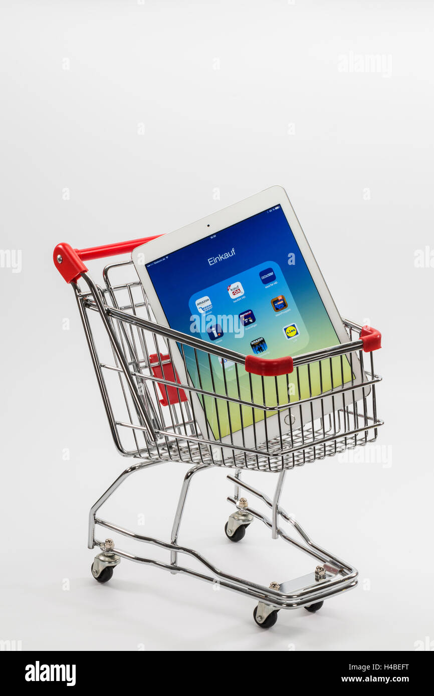 Carrello spesa, Apple iPad aria 2, Applicazioni, Programmi, immagine simbolica, shopping online, consumo, Foto Stock
