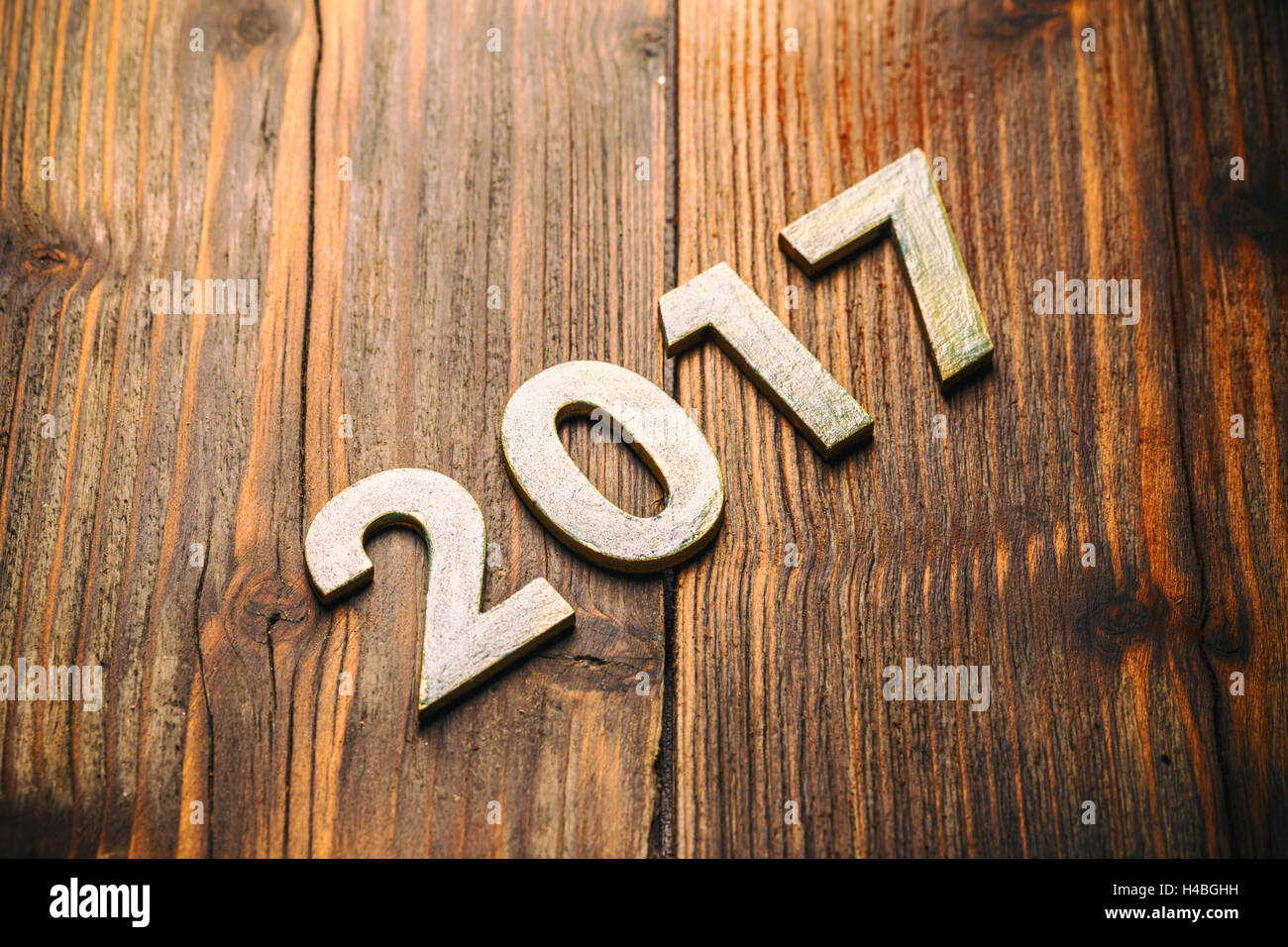 Felice Anno Nuovo 2017 su un annata sullo sfondo di legno Foto Stock
