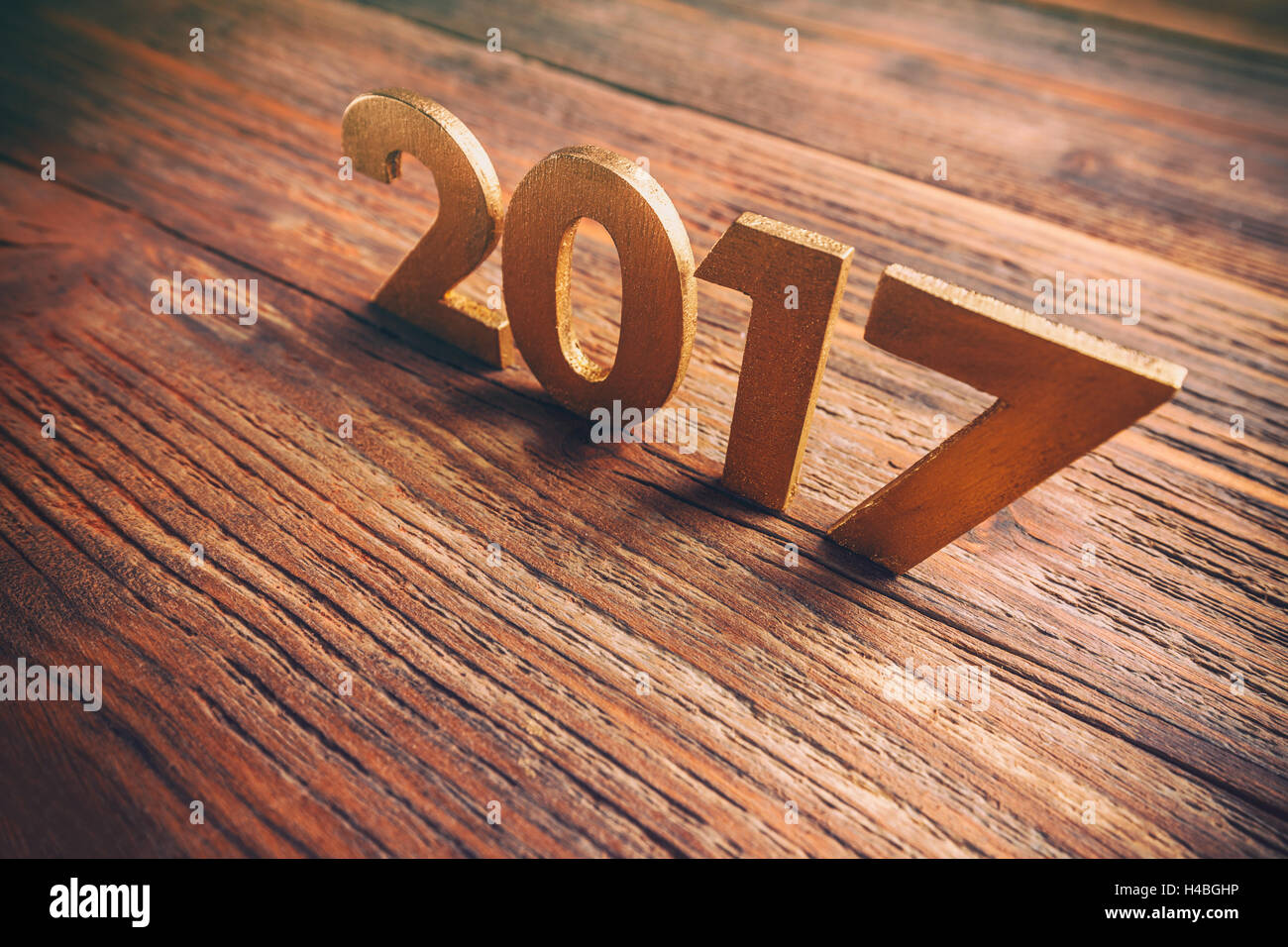 Felice Anno Nuovo 2017 su un annata sullo sfondo di legno Foto Stock