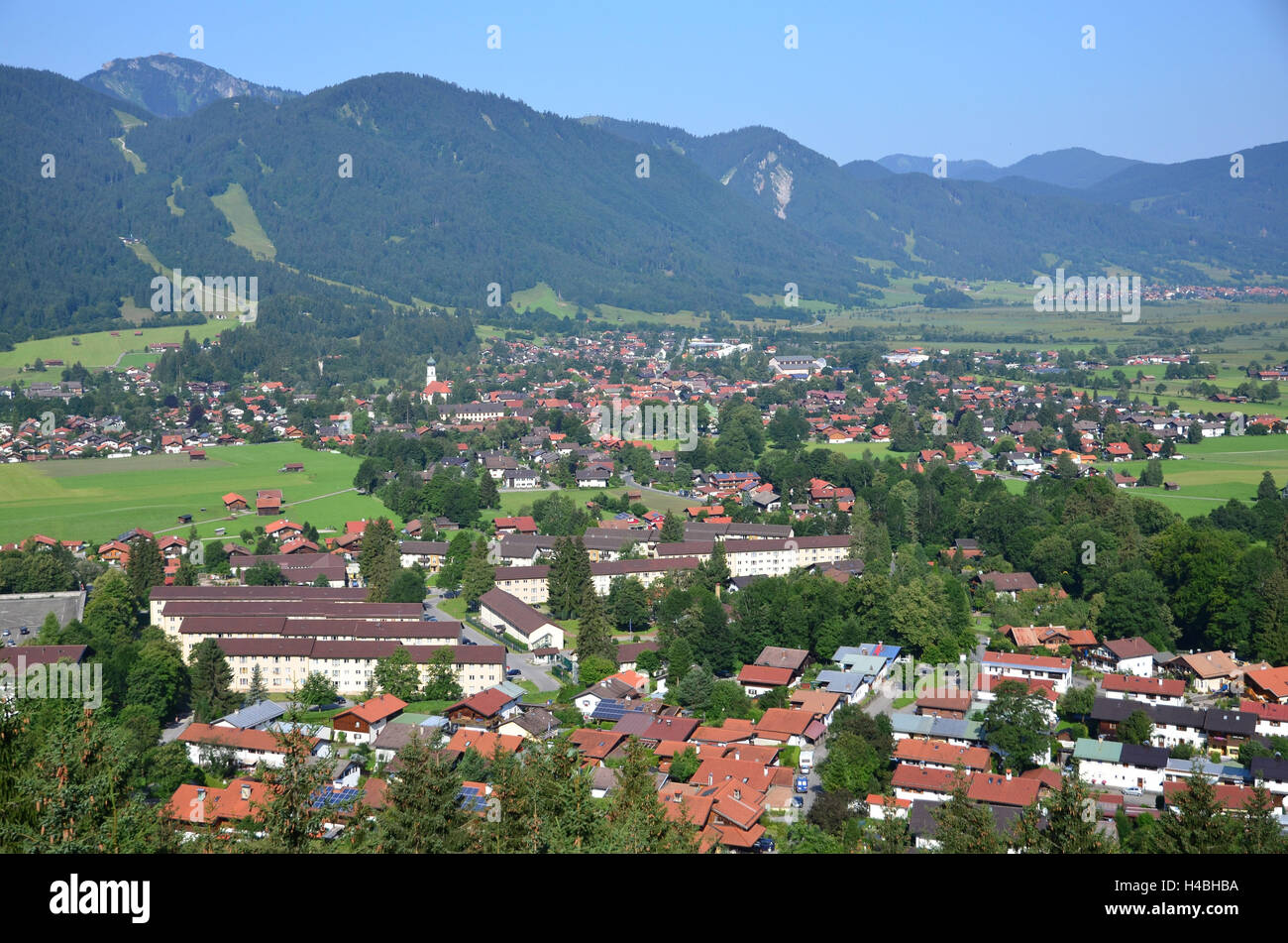 In Germania, in Baviera, bunting's Valley, Oberammergau panoramica locale, Foto Stock