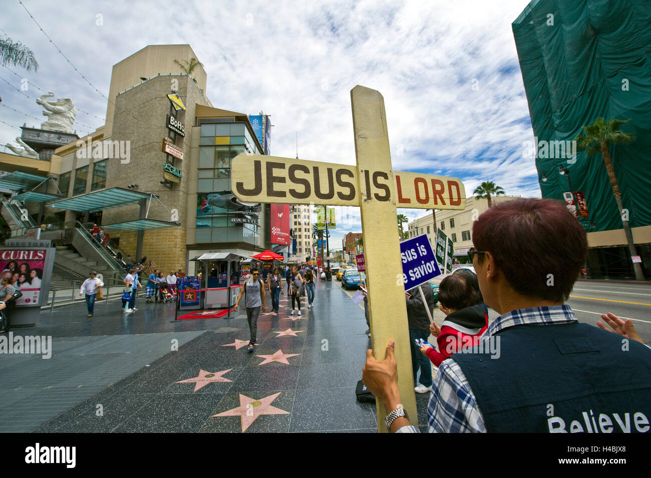 Manifestazione religiosa sulla Walk of Fame a Los Angeles Foto Stock
