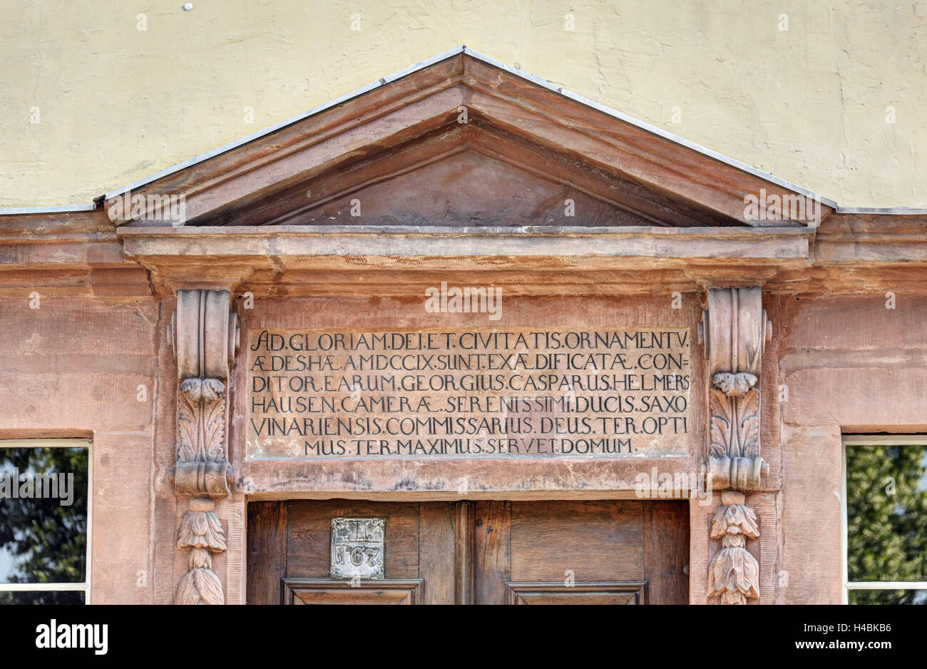 In Germania, in Turingia, Weimar, Goethe's house, iscrizione, ingresso principale, Foto Stock