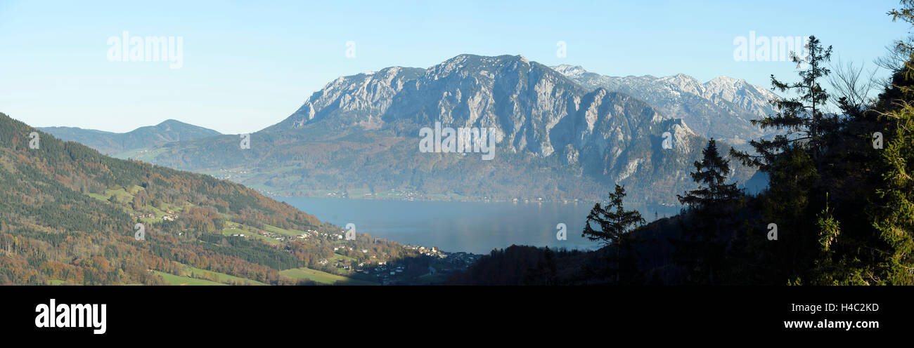 Paesaggio, Attersee, montagne, panorama, autunno Foto Stock