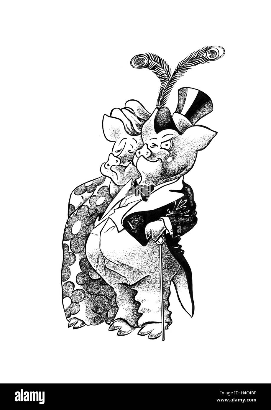 Piglet in sera usura Foto Stock