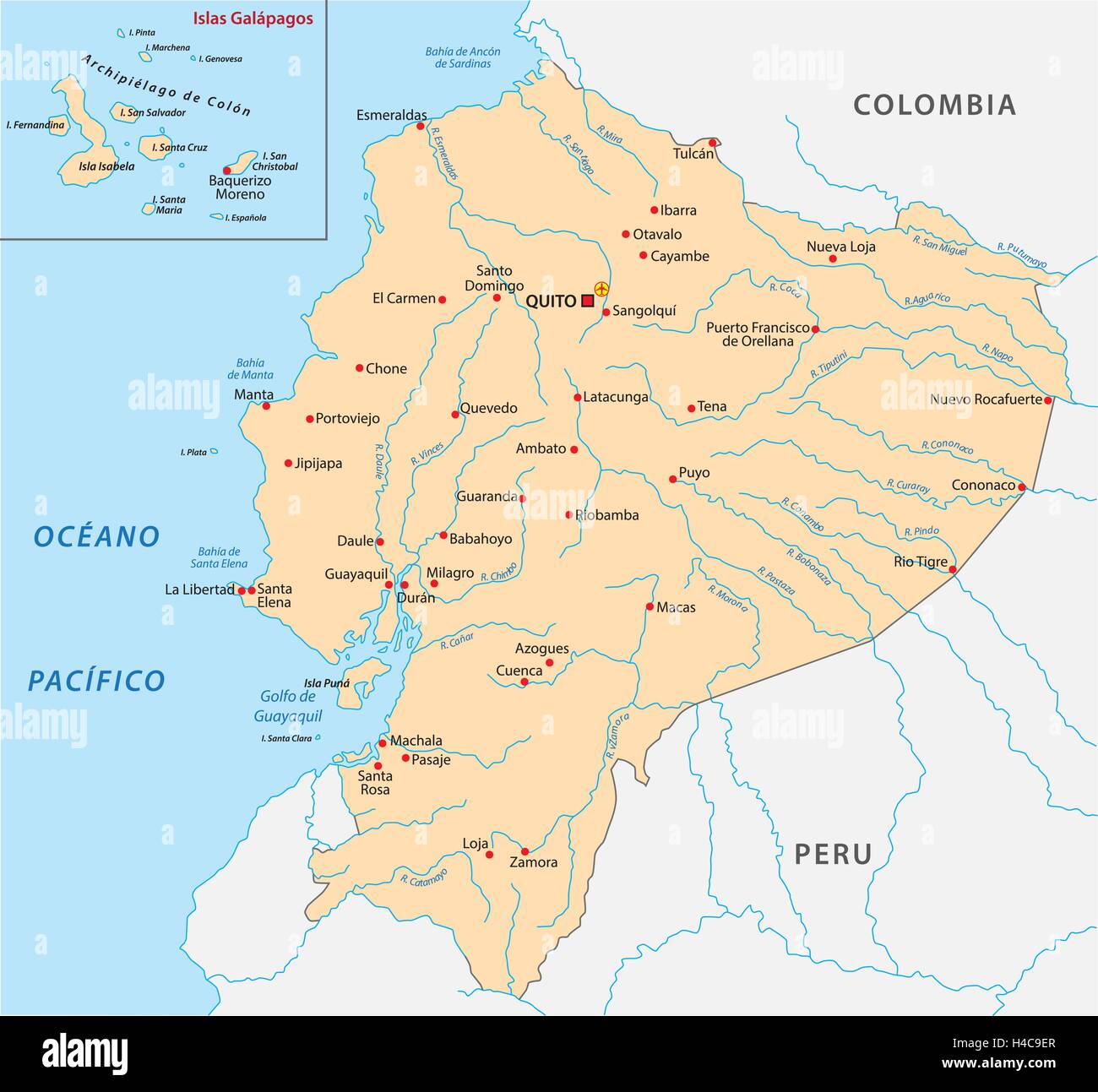Mappa di Ecuador Illustrazione Vettoriale