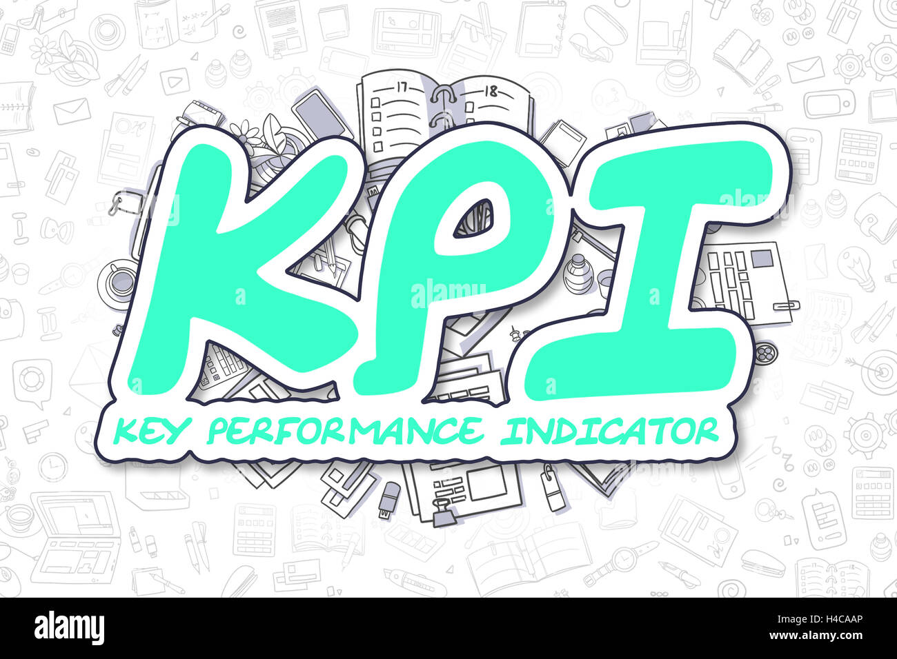 I KPI - Cartoon il testo in verde. Il concetto di business. Foto Stock