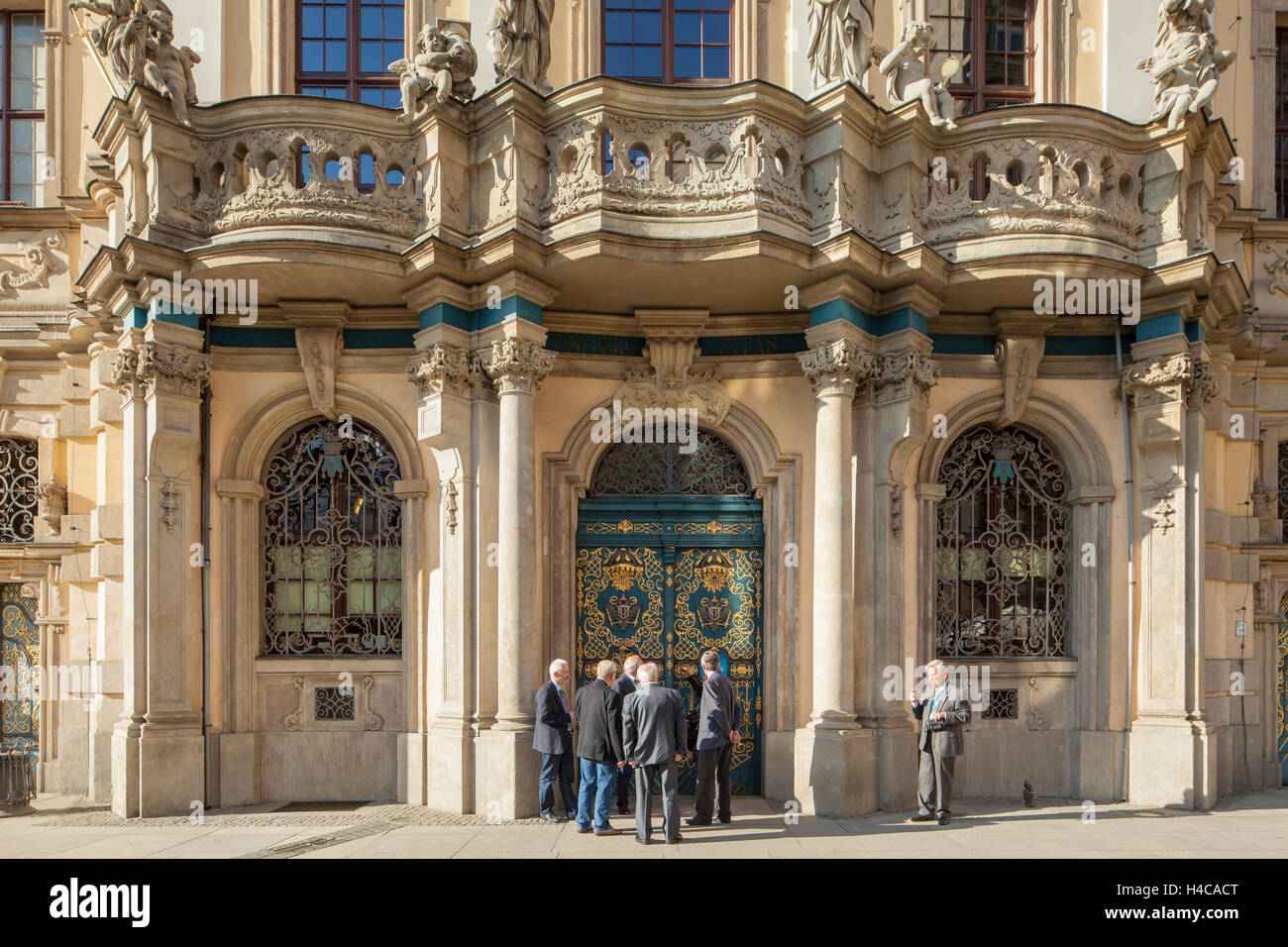 Università di Breslavia facciata di edificio, Wroclaw, Bassa Slesia, Polonia. Foto Stock