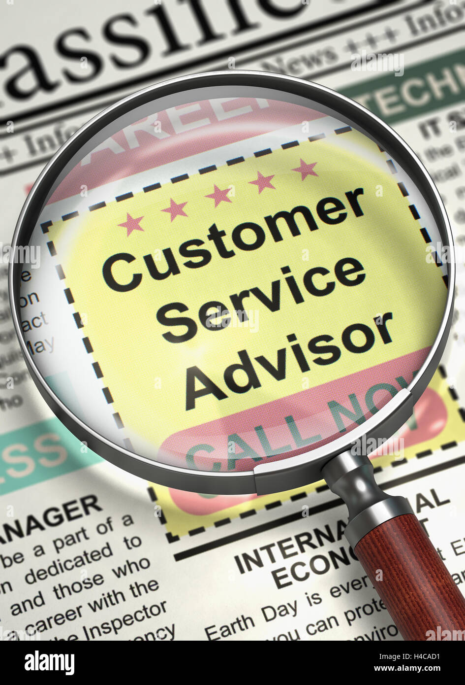 Customer Service Advisor entra a far parte del nostro team. 3D. Foto Stock