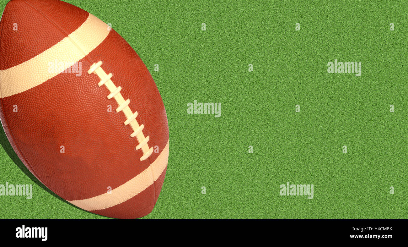 American Football vicino sul prato verde banner di sfondo. Foto Stock