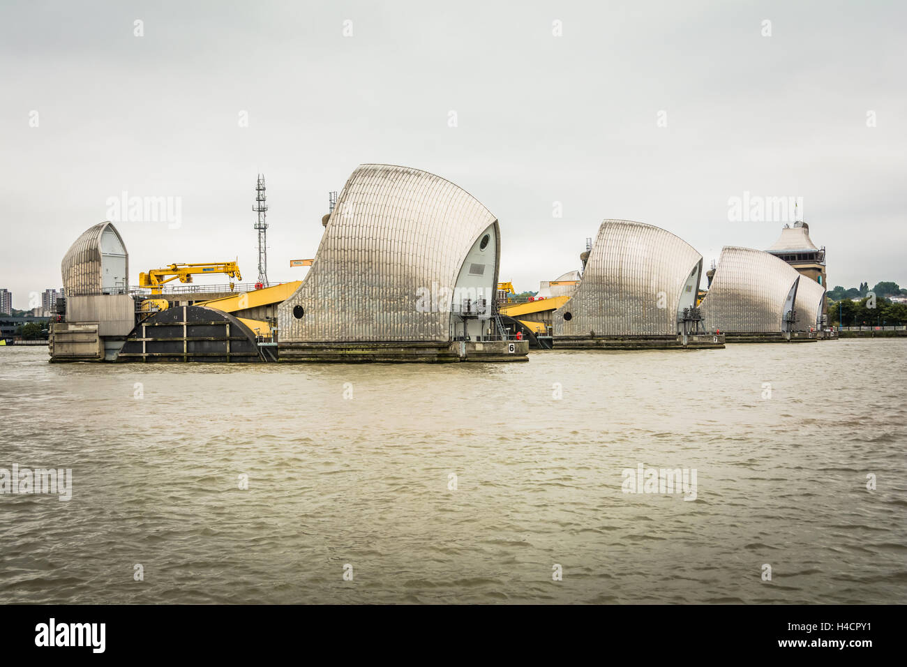 Thames Barrier, Woolwich, London, England, Regno Unito, Europa Foto Stock