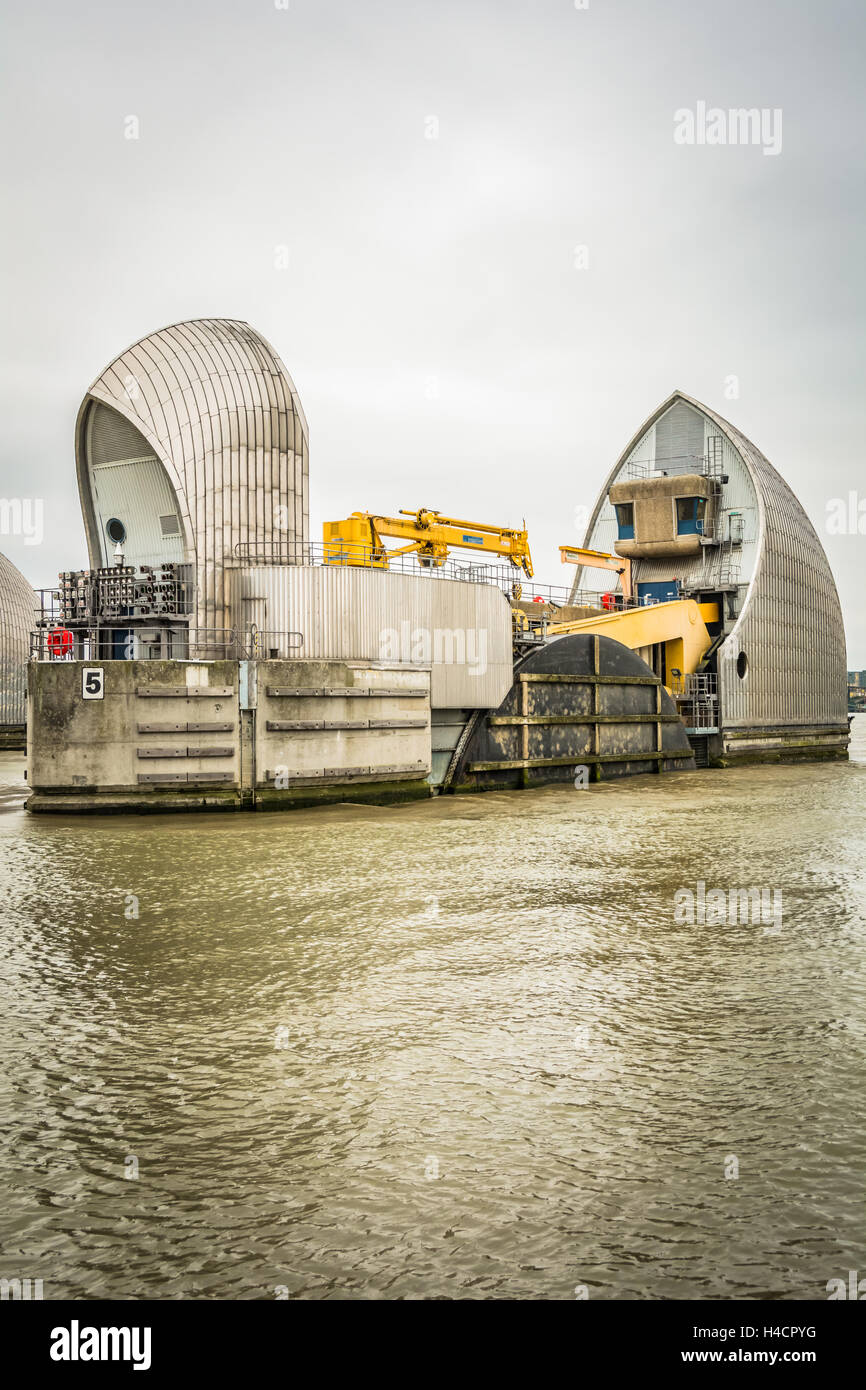 Thames Barrier, Woolwich, London, England, Regno Unito, Europa Foto Stock