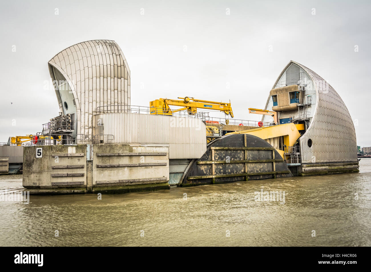 Thames Barrier, Woolwich, London, England, Regno Unito, Europa Foto Stock