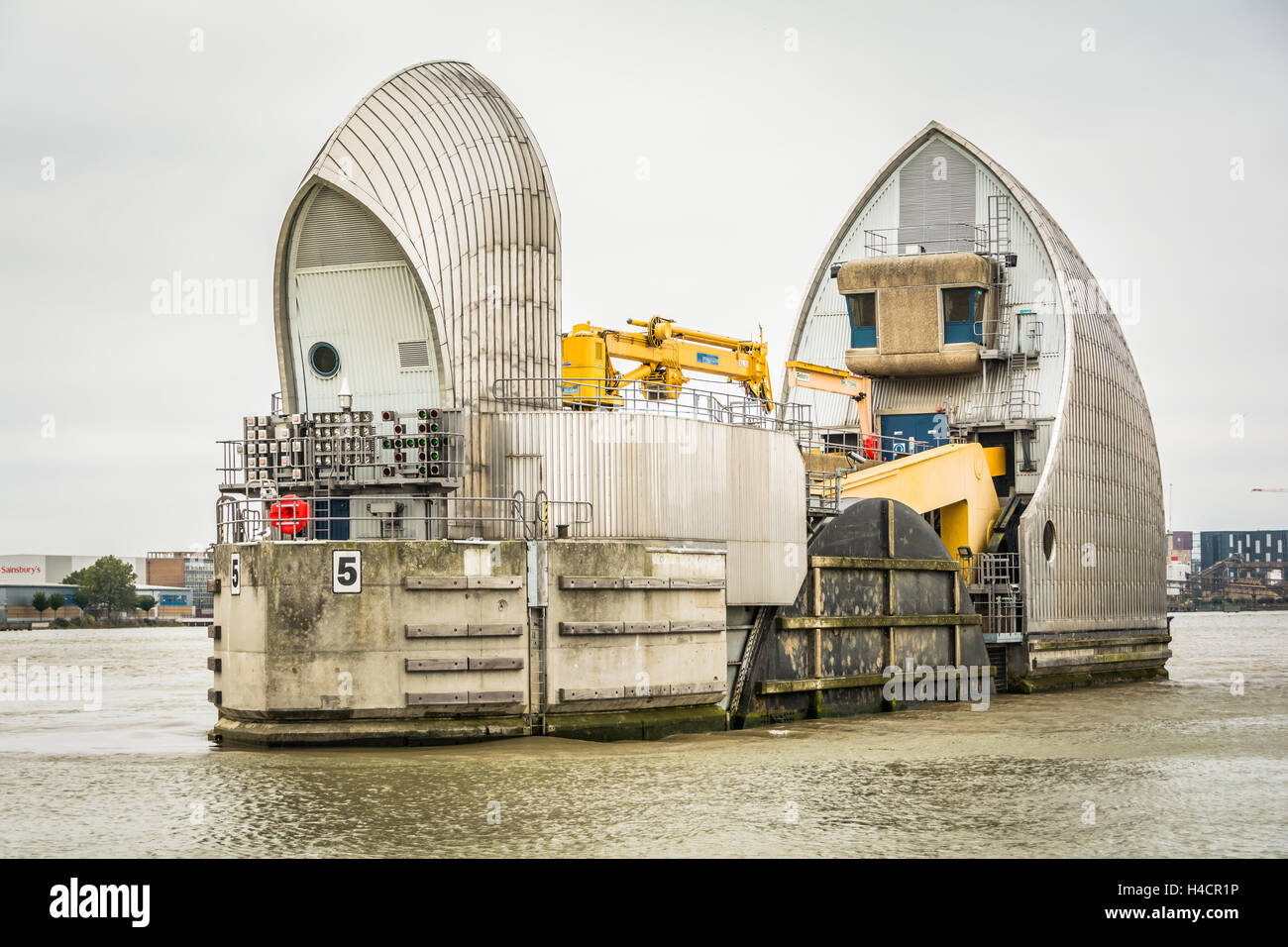 Thames Barrier, Woolwich, London, England, Regno Unito, Europa Foto Stock