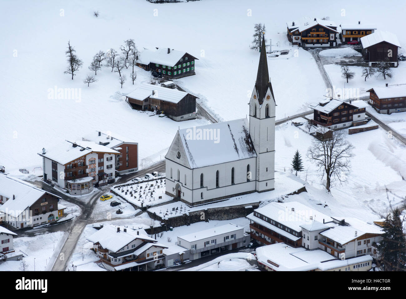 Austria, Montafon, silver valley, vista locale, villaggio medio Foto Stock