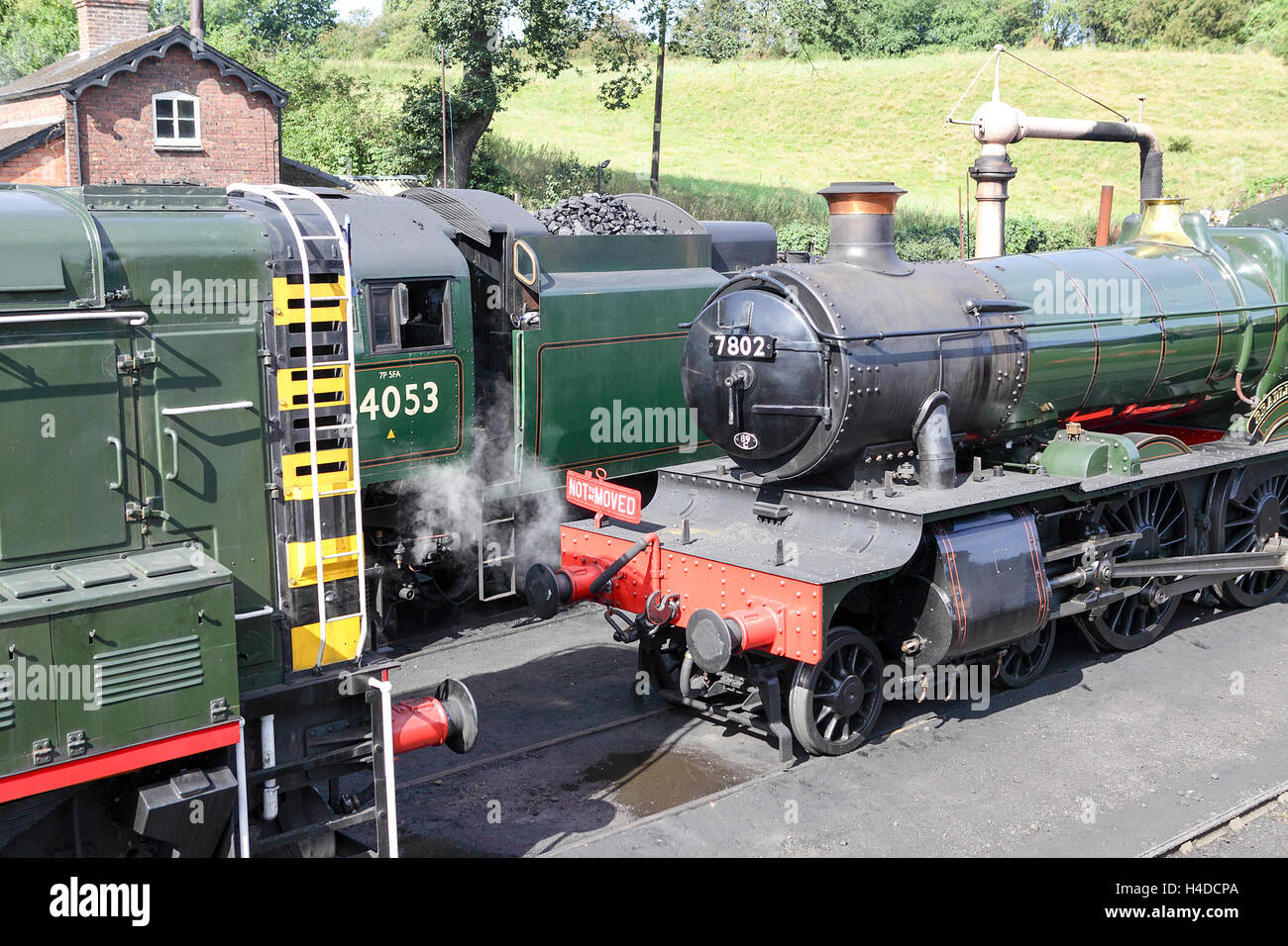 I locomotori del vapore età visto alla stazione di Bridgnorth, casa della Severn Valley Railway. Foto Stock