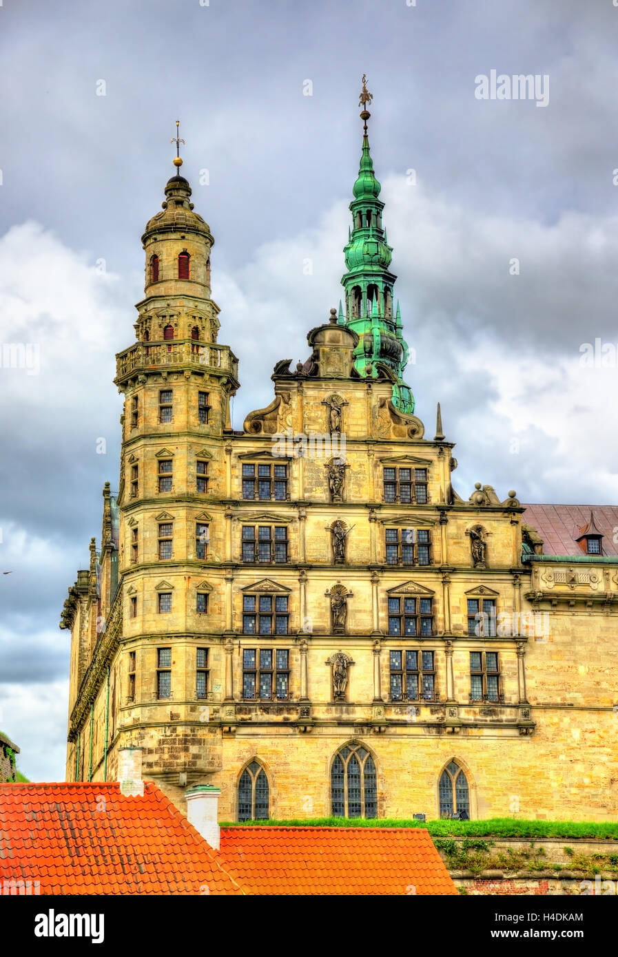 Il Castello di Kronborg, noto come Elsinore nel dramma del borgo - Helsingor, Danimarca Foto Stock