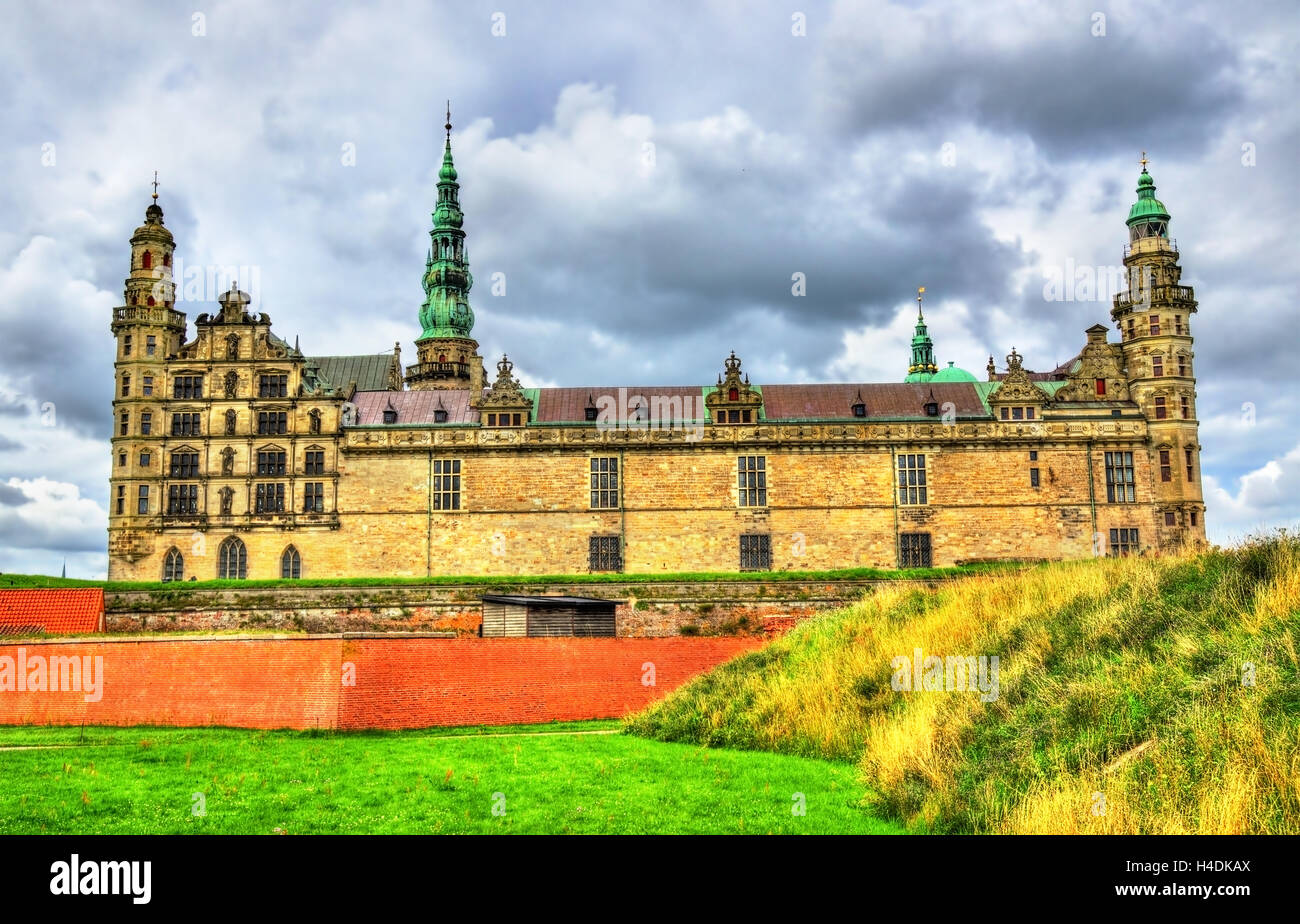 Il Castello di Kronborg, noto come Elsinore nel dramma del borgo - Helsingor, Danimarca Foto Stock