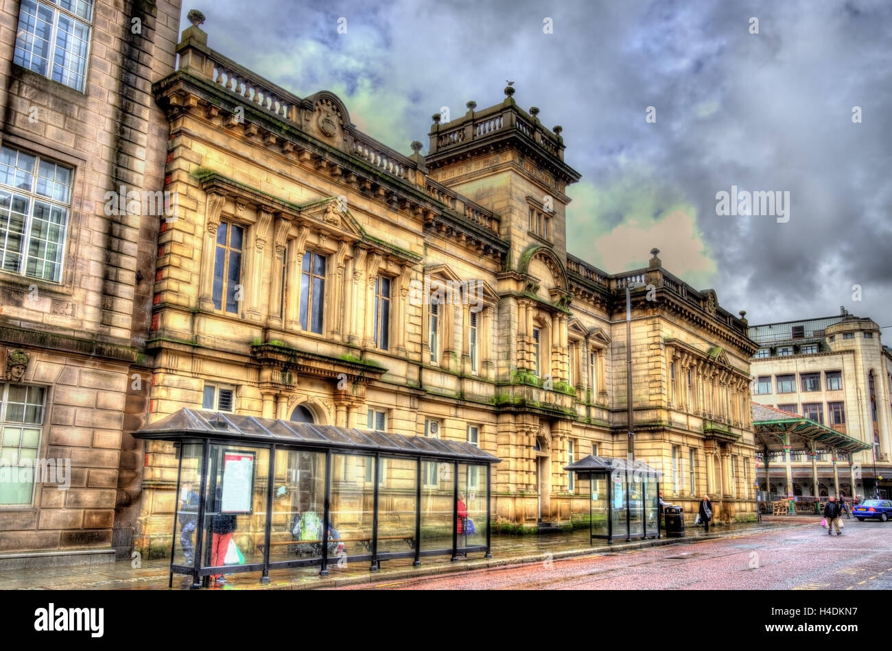 Edifici nel centro della città di Preston, Inghilterra Foto Stock