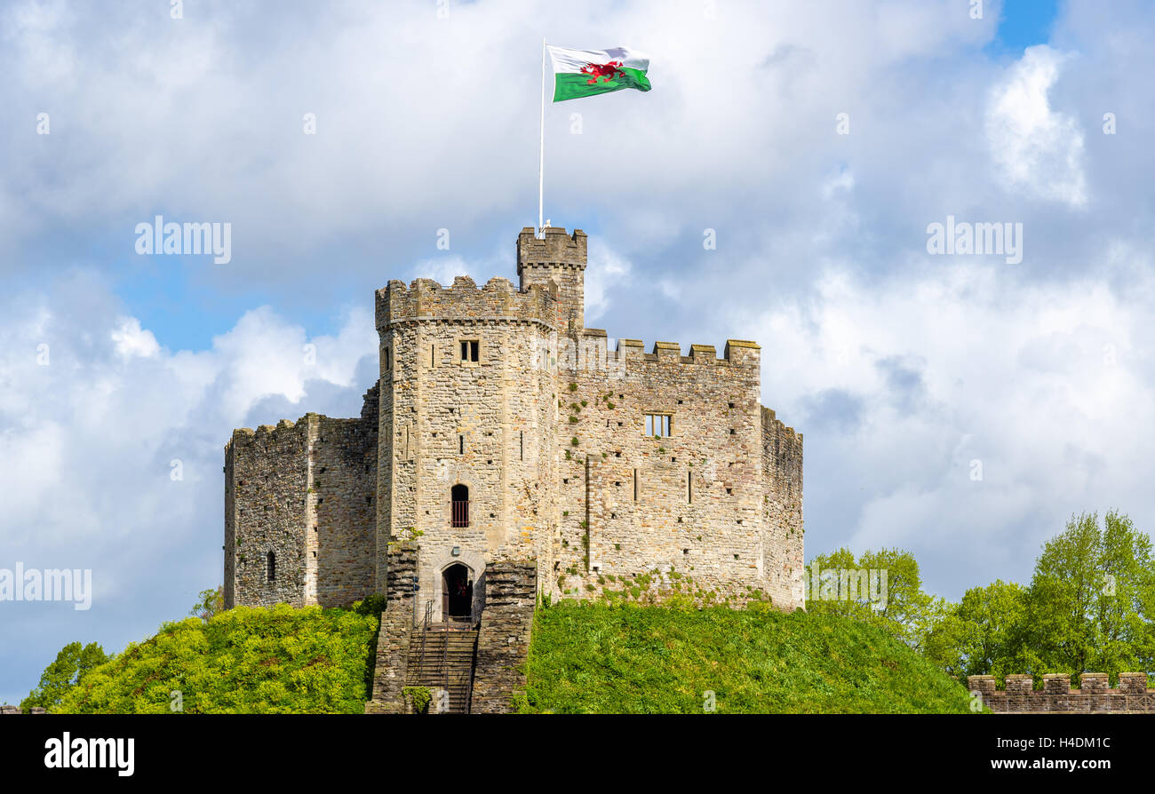 Tenere normanna del Castello di Cardiff - Galles Foto Stock