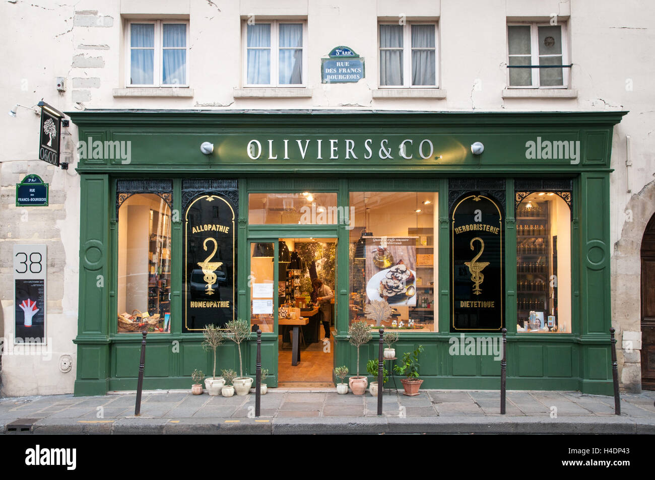 Oliviers & Co shop in Rue des Francs-Bourgeois a Le Marais, Parigi, Francia Foto Stock