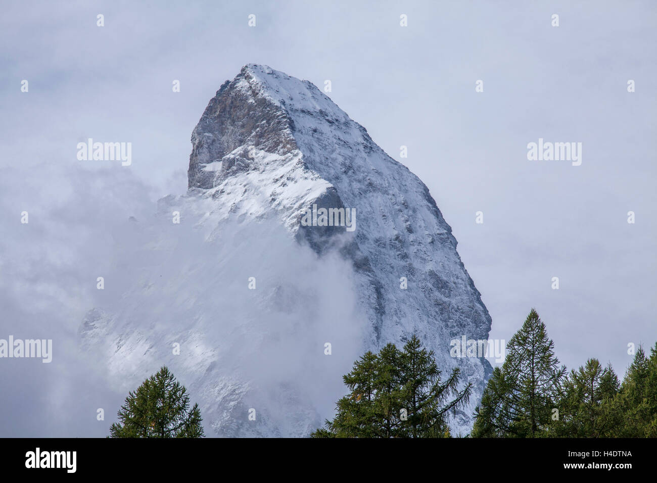 Cervino nelle nuvole, Zermatt, Svizzera Foto Stock