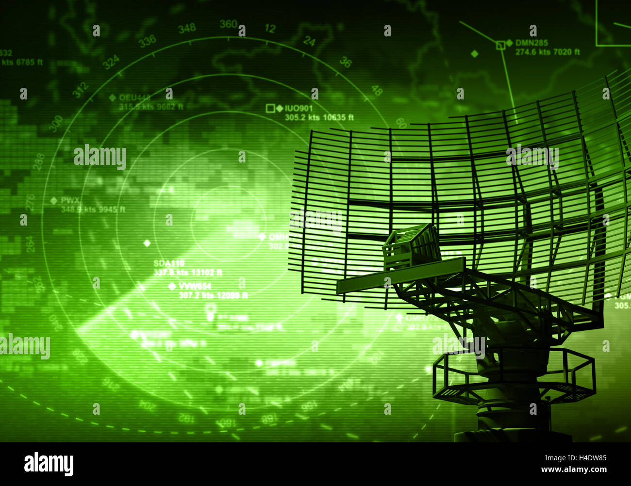 Il radar con bersagli in azione Foto Stock