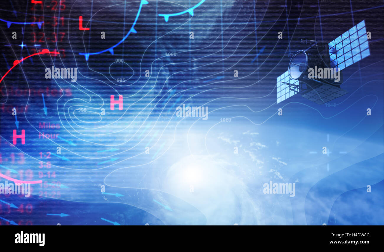 Mappa meteo nello spazio e Satellite Foto Stock