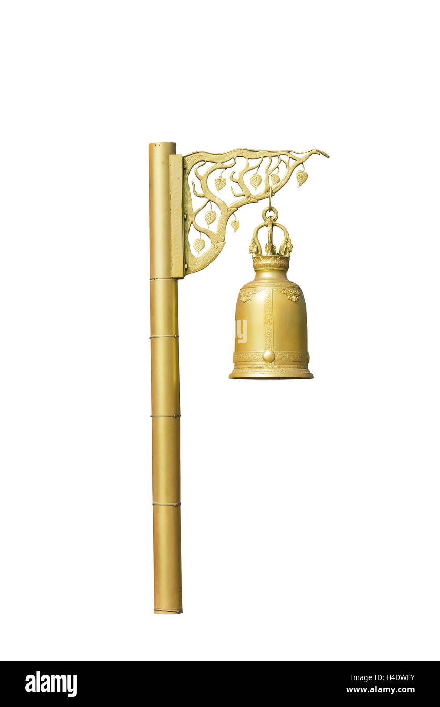 Golden bell. isolato su sfondo bianco Foto Stock