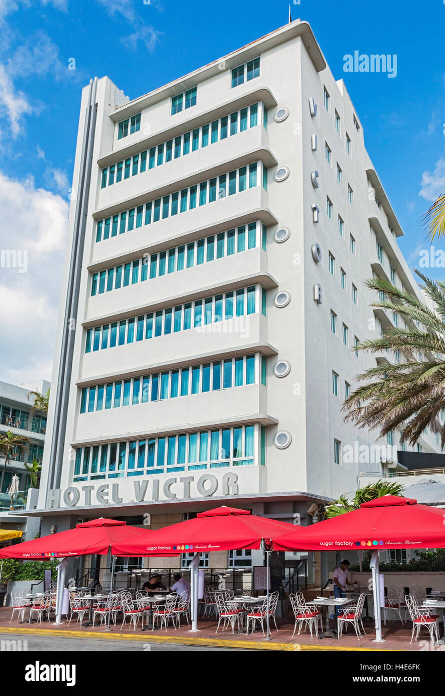 Florida Miami Beach Art Deco District, Ocean Avenue, l'Hotel Victor Foto Stock