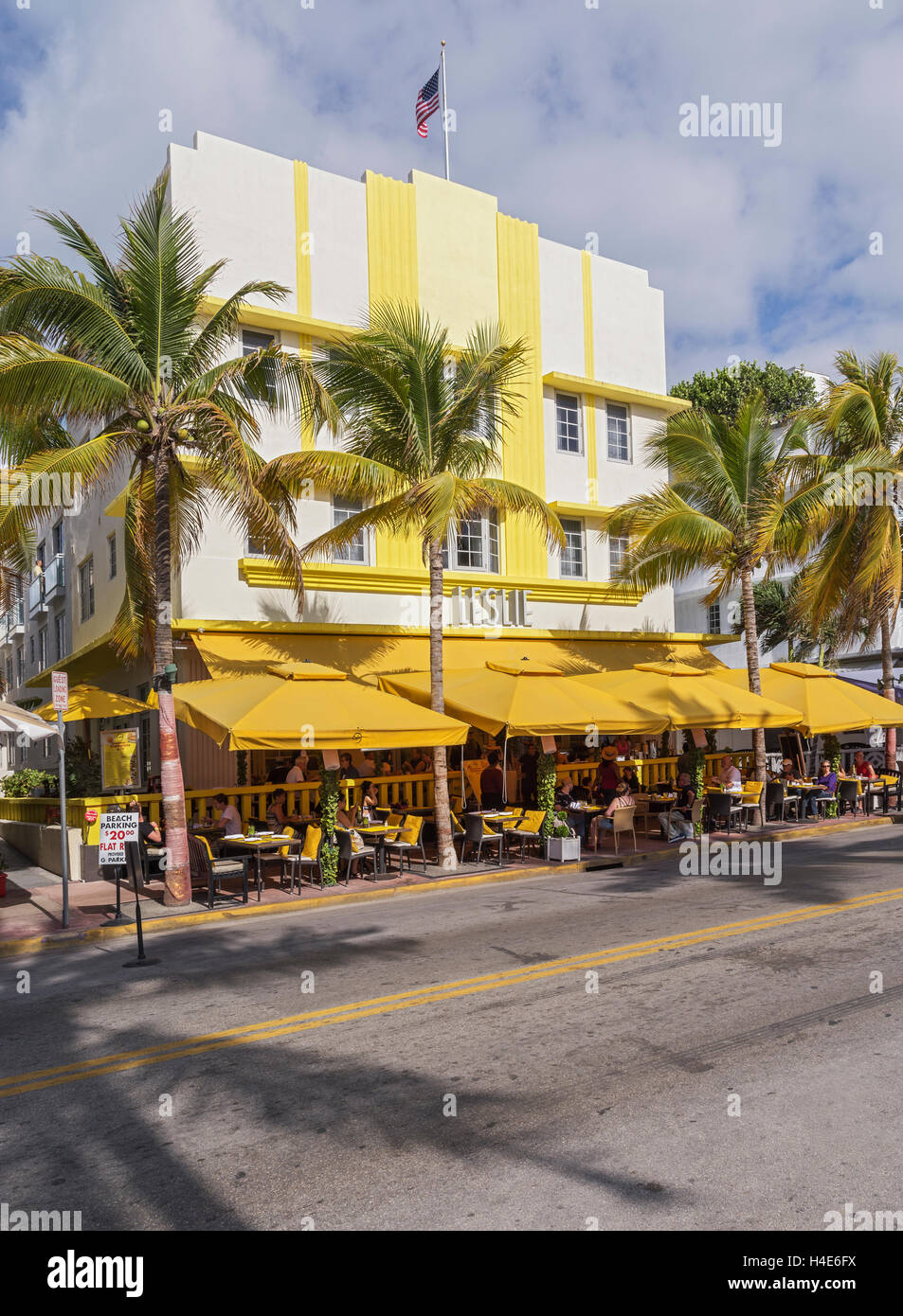 Florida Miami Beach Art Deco District, Ocean Avenue, Leslie Hotel Foto Stock