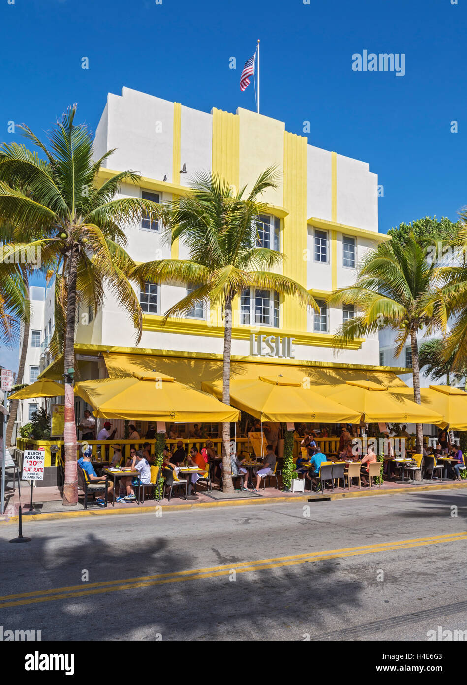 Florida Miami Beach Art Deco District, Ocean Avenue, Leslie Hotel Foto Stock