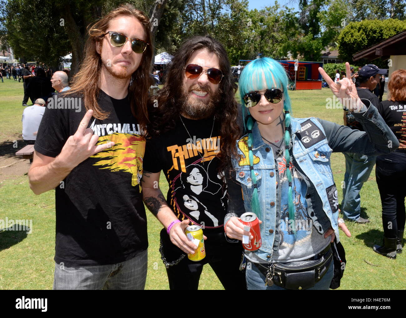 John Hatfield e Trina Hatfield a 'Ssu di anarchia' partecipa alla seconda edizione di "Ride per Ronnie' per il cancro Dio Fondo a Harley Davidson di Glendale in Glendale California il 22 maggio 2016 Foto Stock