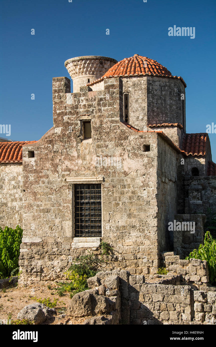 Rhodes, croce chiesa dome "Agia Triada' Foto Stock