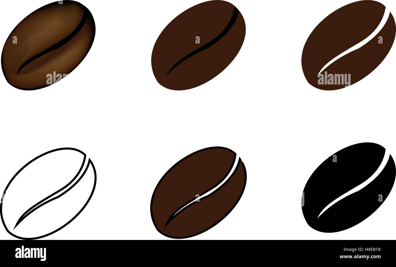 Chicco di caffè , i chicchi di caffè disegnate in stili differenti ,  illustrazione vettoriale Immagine e Vettoriale - Alamy