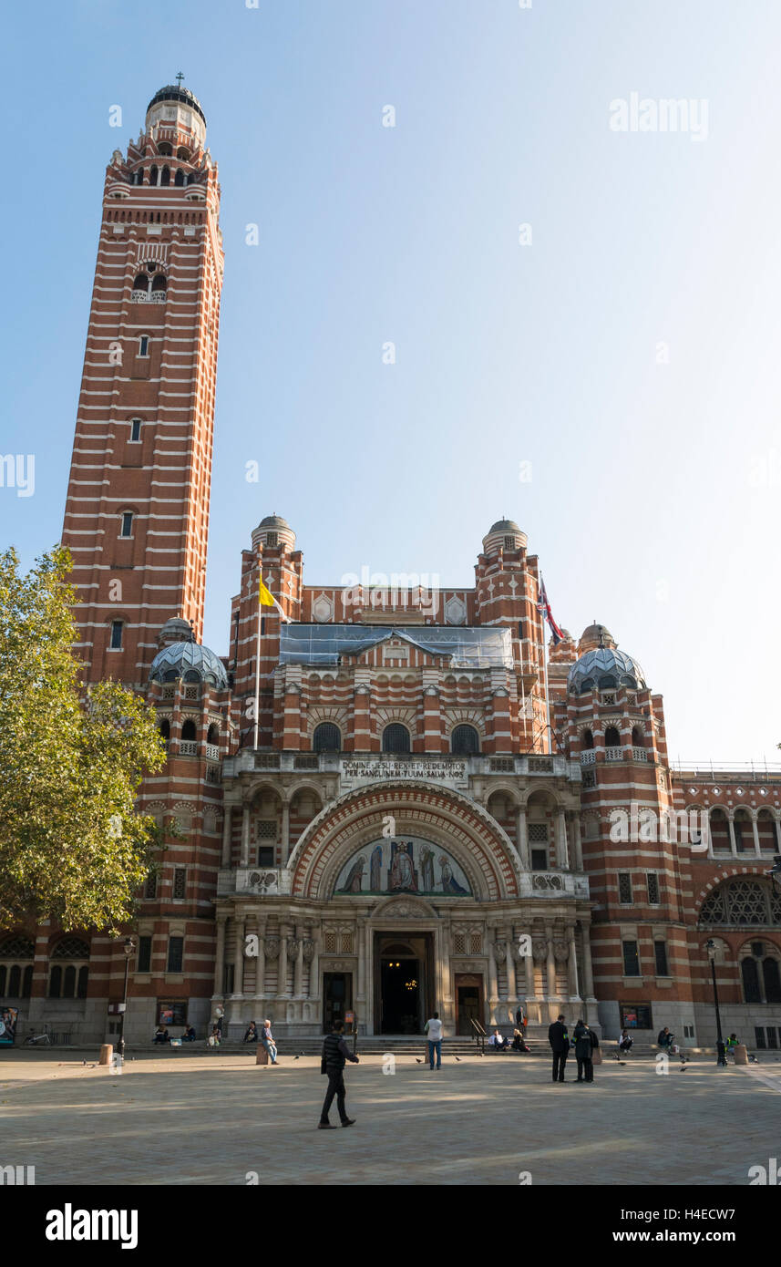 Exterior Edificio della Cattedrale di Westminster in Francesco Street, Londra UK. Foto Stock