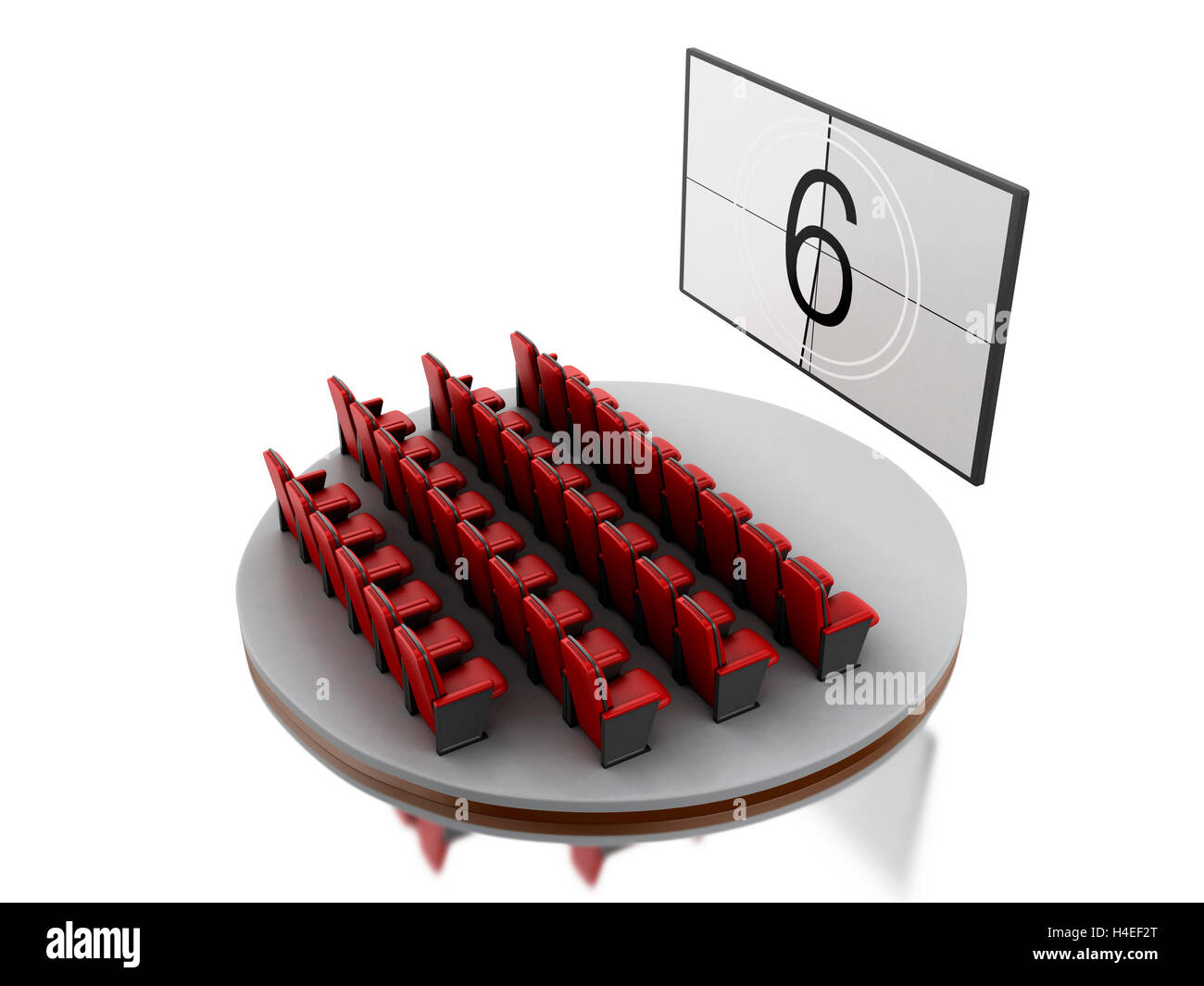 3D renderer immagine. Cinema teatro di film. Isolato sullo sfondo bianco. Foto Stock